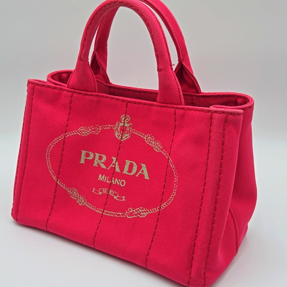 PRADA Canvas Canapa Tote Cotton Denim B2439G Pink - COA included - Picture 7 of 12